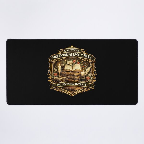 Item preview, Society of Fictional Attachments – Emotionally Invested Book Lover Literary Emblem designed and sold by MrDev.