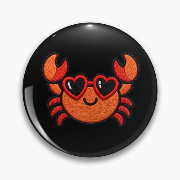 Item preview, Playful Crab Embroidery Patch | Kawaii Crab with Heart Sunglasses designed and sold by ColorSplash123.