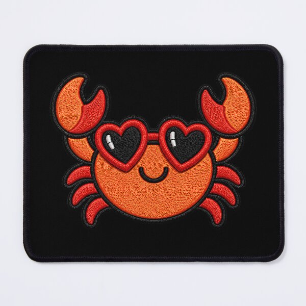 Item preview, Playful Crab Embroidery Patch | Kawaii Crab with Heart Sunglasses designed and sold by ColorSplash123.