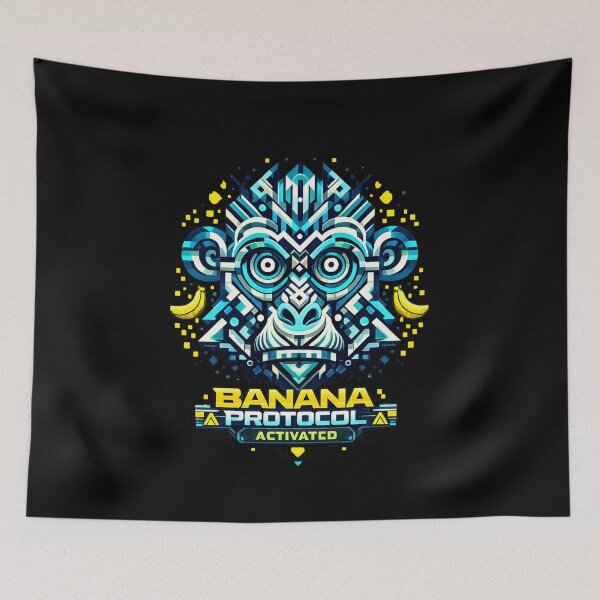 Item preview, BANANA PROTOCOL ACTIVATED — Cyber Geometric Monkey designed and sold by Cabrasco.
