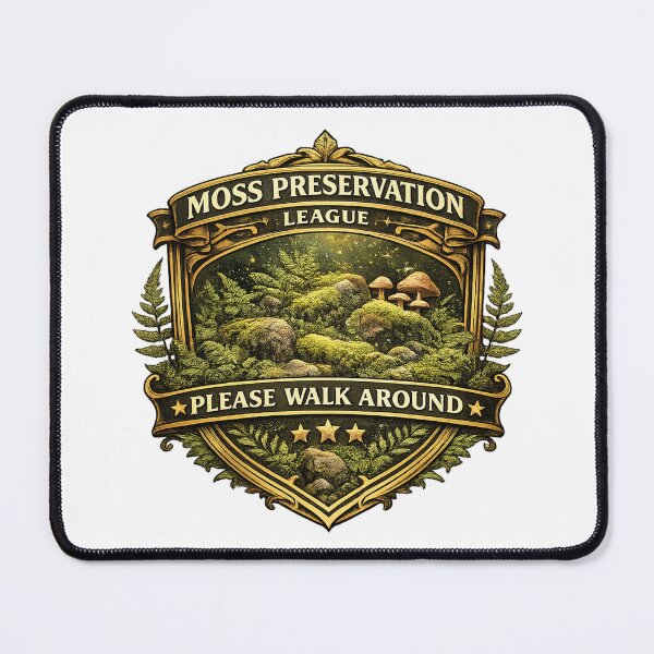 Item preview, Moss Preservation League – Please Walk Around Nature Badge Sticker designed and sold by MrDev.