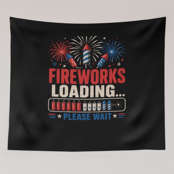 Item preview, Fireworks Loading Please Wait Fourth Of July Patriotic Celebration designed and sold by JonesFlora2025.