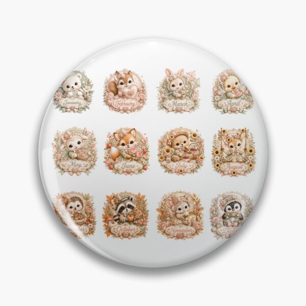 Item preview, Coquette Animal Months Collection | Cute Seasonal Animals January to December | Pastel Cottagecore Calendar Art designed and sold by looplandger.