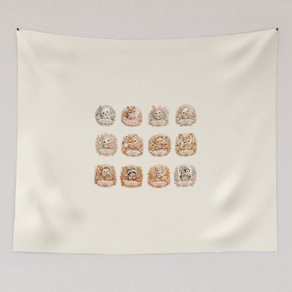 Item preview, Coquette Animal Months Collection | Cute Seasonal Animals January to December | Pastel Cottagecore Calendar Art designed and sold by looplandger.