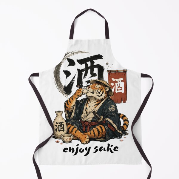 Item preview, Japanese Tiger Drinking Sake | Samurai Tiger Kanji Japanese Art T-Shirt designed and sold by Thehatinthecat.