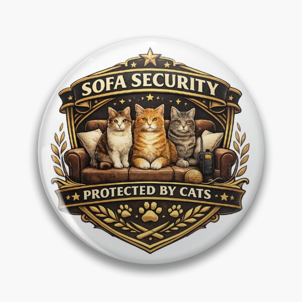 Item preview, Sofa Security Department – Protected By Cats Funny Cat Security Emblem Sticker designed and sold by MrDev.