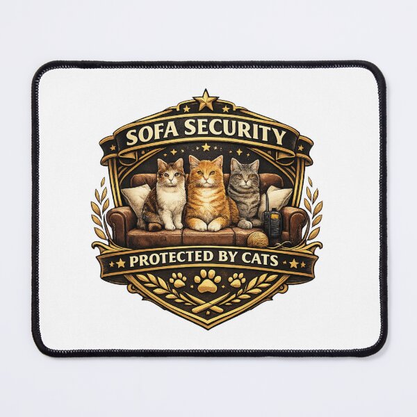 Item preview, Sofa Security Department – Protected By Cats Funny Cat Security Emblem Sticker designed and sold by MrDev.