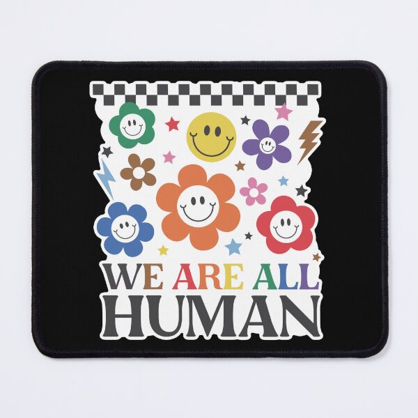 Item preview, We Are All Human – Retro Smiley Flower Pride designed and sold by Canvas-Whispers.