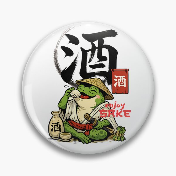 Item preview, Ancient Japanese Frog Drinking Sake | Funny Samurai Frog Japanese Kanji Design designed and sold by Thehatinthecat.