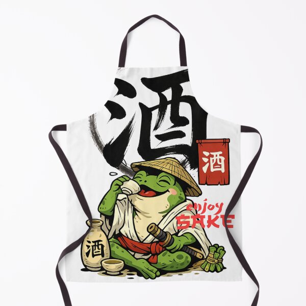 Item preview, Ancient Japanese Frog Drinking Sake | Funny Samurai Frog Japanese Kanji Design designed and sold by Thehatinthecat.