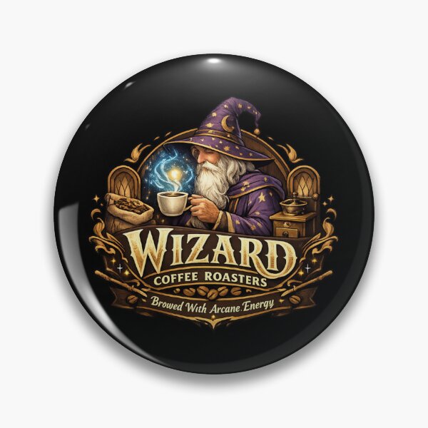 Item preview, Wizard Coffee Roasters – Brewed With Arcane Energy Fantasy Coffee Logo Sticker designed and sold by MrDev.