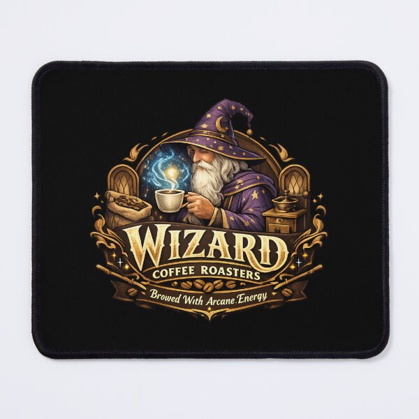 Item preview, Wizard Coffee Roasters – Brewed With Arcane Energy Fantasy Coffee Logo Sticker designed and sold by MrDev.