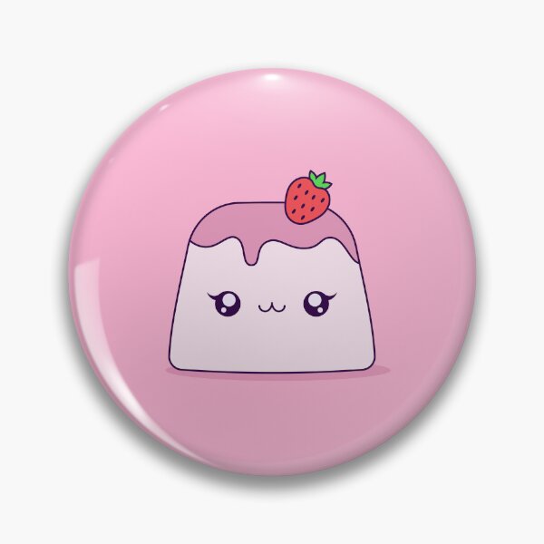 Item preview, Cute Kawaii Strawberry Pudding Dessert Character Illustration Design designed and sold by CozyLittleShop.