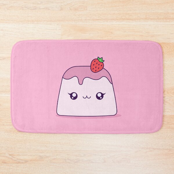 Item preview, Cute Kawaii Strawberry Pudding Dessert Character Illustration Design designed and sold by CozyLittleShop.