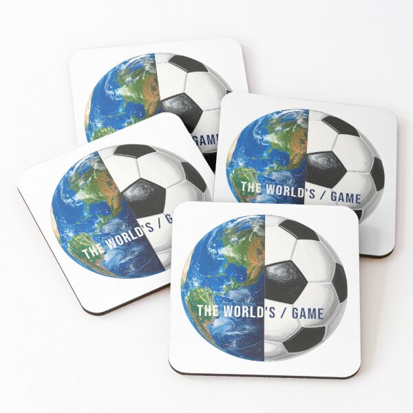 Item preview, The Worlds Game Soccer Art — Earth Football Globe Quote Print designed and sold by icemanphotos.
