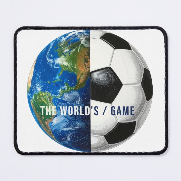 Item preview, The Worlds Game Soccer Art — Earth Football Globe Quote Print designed and sold by icemanphotos.