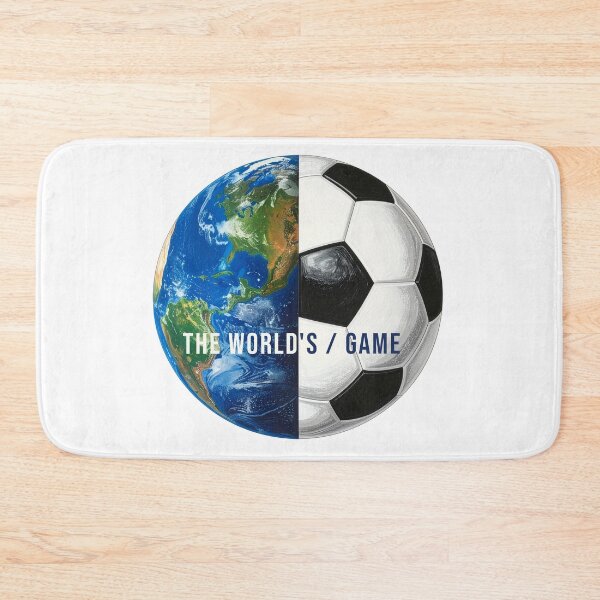 Item preview, The Worlds Game Soccer Art — Earth Football Globe Quote Print designed and sold by icemanphotos.