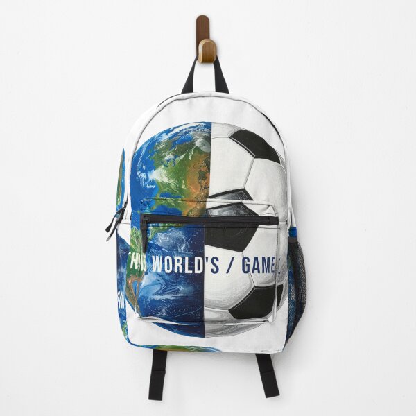 Item preview, The Worlds Game Soccer Art — Earth Football Globe Quote Print designed and sold by icemanphotos.