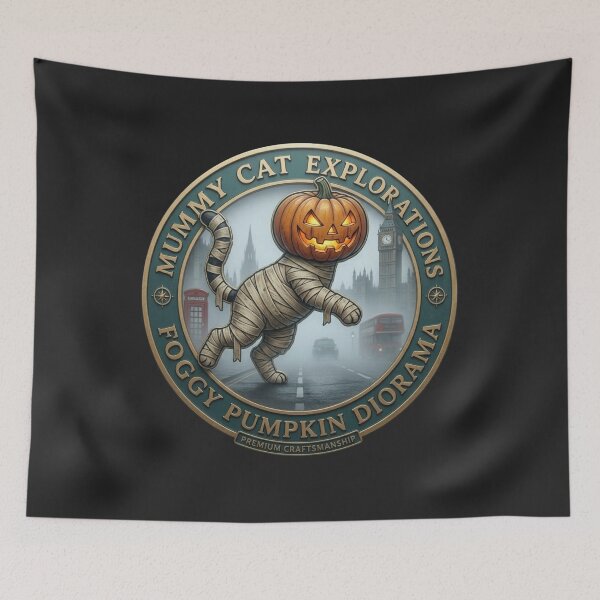 Item preview, Cute Halloween Mummy Cat in London Vintage designed and sold by Log77.