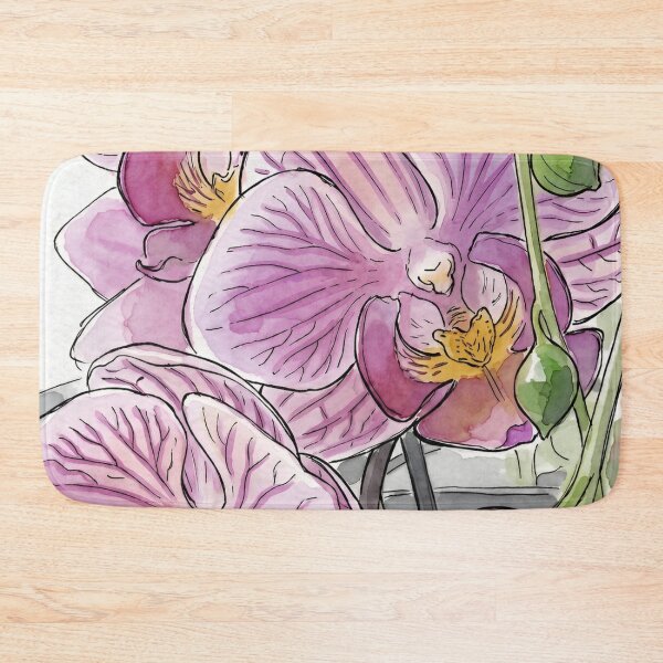 Item preview, Purple Orchid Blossoms | Pen and Watercolor Botanical Art designed and sold by Debbie Schulte.