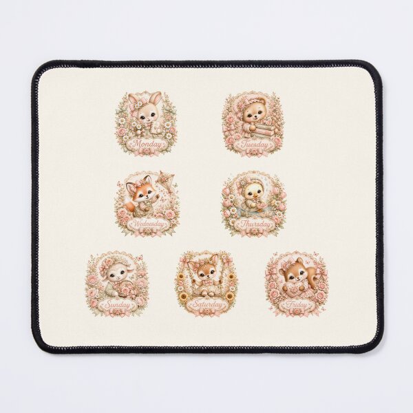 Item preview, Coquette Days of the Week Animals Collection | Cute Woodland Weekday Characters | Pastel Cottagecore Calendar Art designed and sold by looplandger.