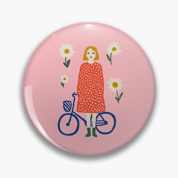 Item preview, Girl with Bike and Daisies designed and sold by soheedesigns.