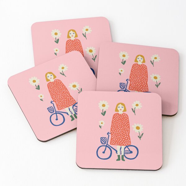 Item preview, Girl with Bike and Daisies designed and sold by soheedesigns.