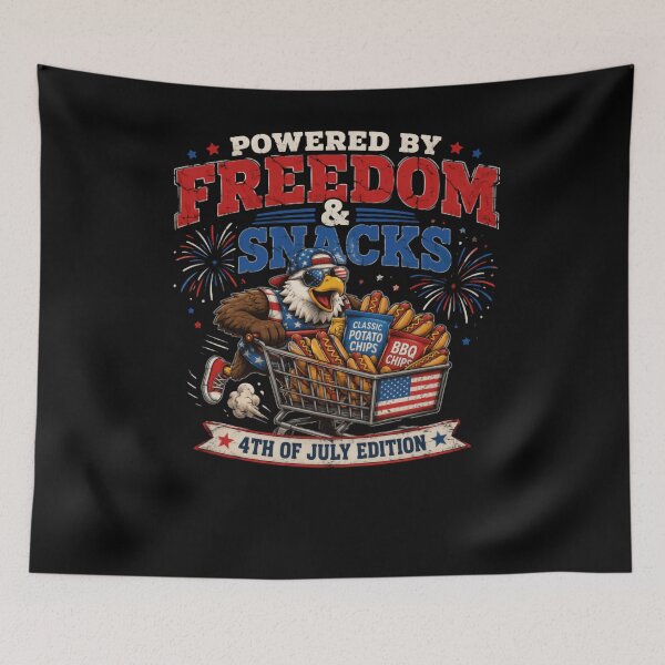 Item preview, Powered By Freedom & Snacks 4th Of July Edition American Patriot Independence Day designed and sold by JonesFlora2025.