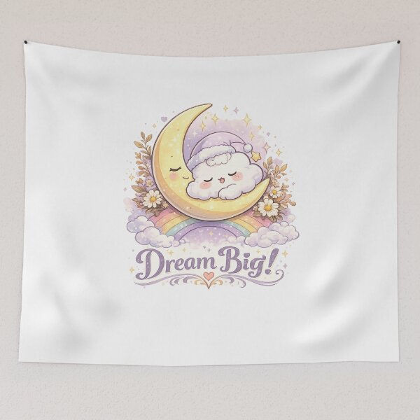 Item preview, Dream Big Cute Sleeping Cloud Moon Rainbow Kawaii Design designed and sold by Sharlo Shop.