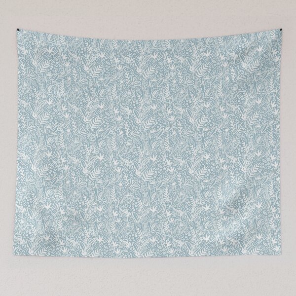 Item preview, Dusty Blue Botanical Line Art Pattern - Wildflower Leaves Seamless designed and sold by Zaya_art.