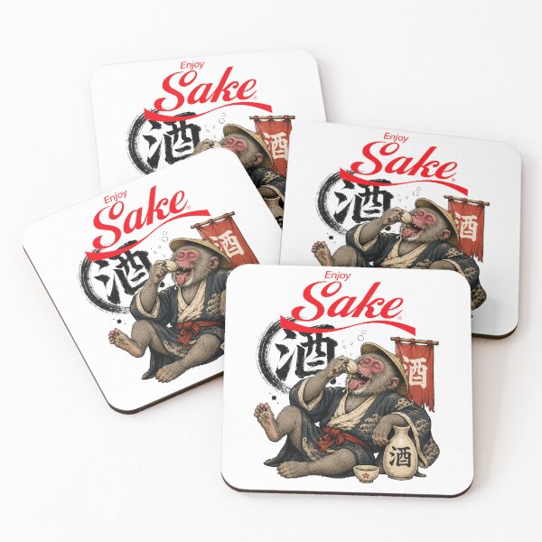 Item preview, Enjoy Sake Japanese Macaque | Funny Drunken Monkey Samurai Japanese Art T-Shirt designed and sold by Thehatinthecat.