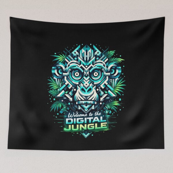 Item preview, DIGITAL JUNGLE — Geometric Cyber Monkey Totem designed and sold by Cabrasco.