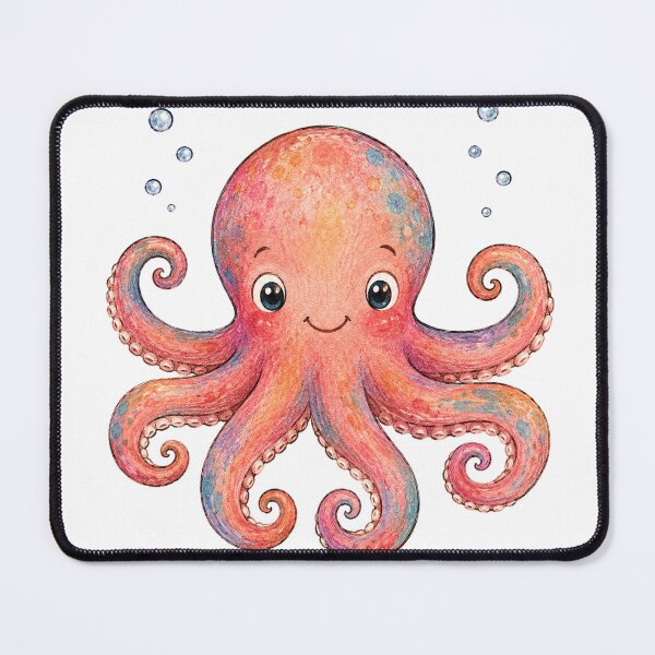 Item preview, A Friendly Coral Octopus With Curled Spiral Arms designed and sold by eignvalue.