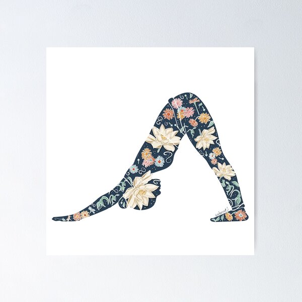 Item preview, Downward Dog Pose | Dark Blue Cutout | Yoga Botanicals Series designed and sold by Winooski Designs.
