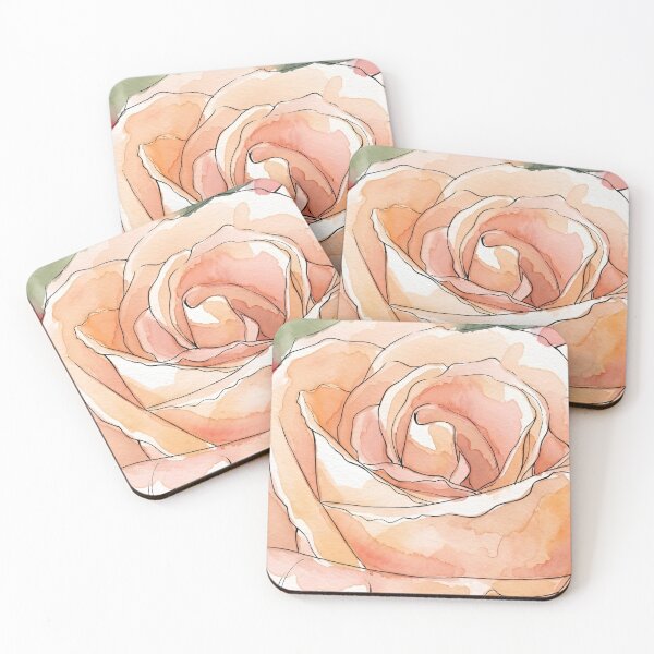Item preview, Peach Rose Macro | Pen and Watercolor Botanical Art designed and sold by Debbie Schulte.