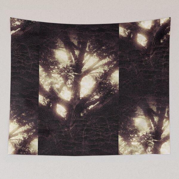 Item preview, Mystical Tree Silhouette | Dark Gothic Nature Photography | Sepia Vintage Texture Art Print designed and sold by SergioMiklos.