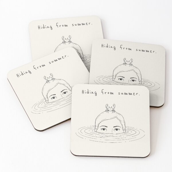 Item preview, Funny Introvert Crab Line Art - Hiding From Summer designed and sold by Lumi-Bloom.