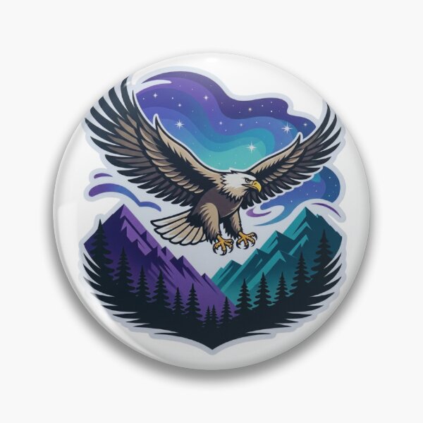 Item preview, Eagle Flying over Mountains with Aurora Borealis Die-Cut T-Shirt designed and sold by Gabe1983.