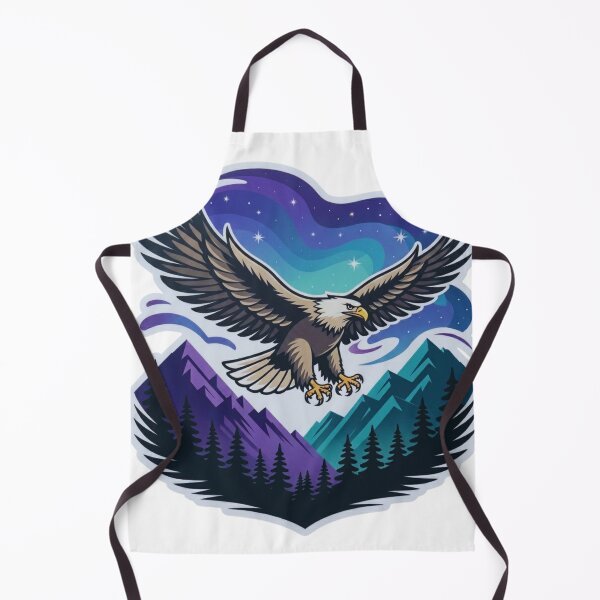 Item preview, Eagle Flying over Mountains with Aurora Borealis Die-Cut T-Shirt designed and sold by Gabe1983.