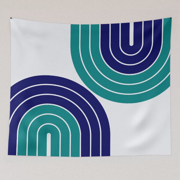 Item preview, Midnight Blue & Teal Modern Geometric Cushion - Moody Interior Design designed and sold by nineFlorals.
