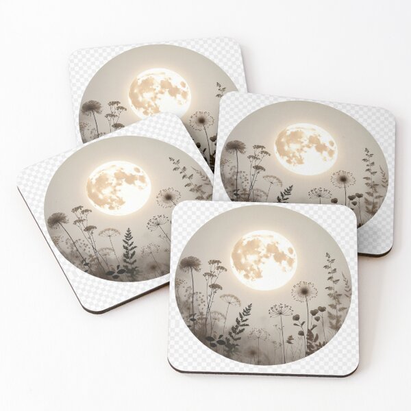 Item preview, Minimal Moon Meadow Illustration | Neutral Wildflower Celestial Art designed and sold by GalleryPeak.