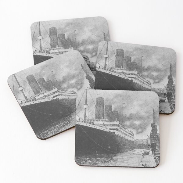 Item preview, Titanic Harbor Drawing — Charcoal Graphite Hyperrealistic Original Art designed and sold by David Mateo ArtWorks.