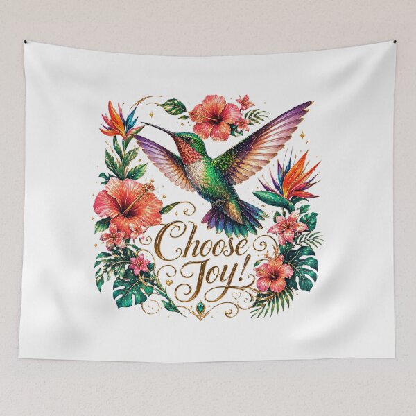 Item preview, Choose Joy Hummingbird Tropical Flowers Elegant Design designed and sold by Sharlo Shop.
