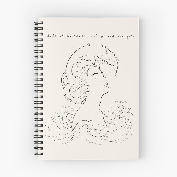 Item preview, Aesthetic Ocean Girl Line Art - Made of Saltwater and Second Thoughts designed and sold by Lumi-Bloom.
