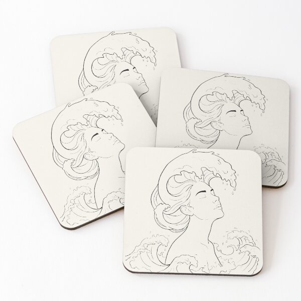 Item preview, Aesthetic Ocean Girl Line Art - Made of Saltwater and Second Thoughts designed and sold by Lumi-Bloom.