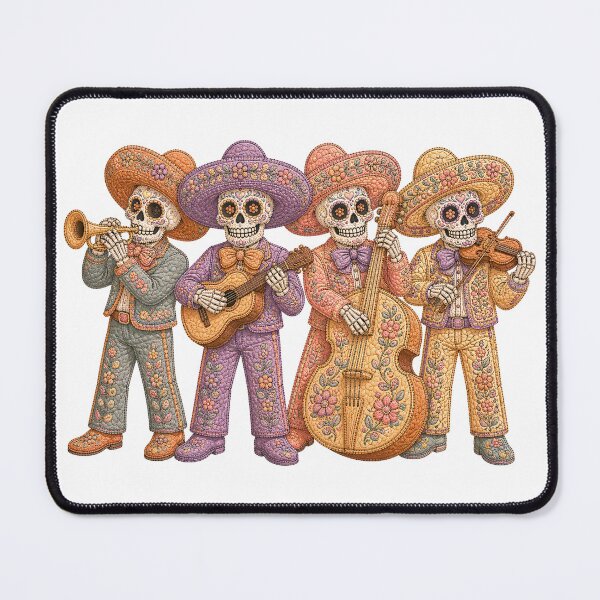Item preview, Day of the Dead Quilted Sugar Skull, Dia de los Muertos Floral Skull, Embroidered Gothic Flowers, Colorful Folk Art Design designed and sold by pencil-art98.