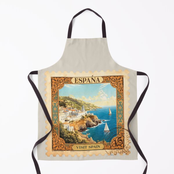 Item preview, Vintage Spain Postage Stamp – Mediterranean Coast, Spanish Heritage & Travel Poster Art designed and sold by Timeless Decor.