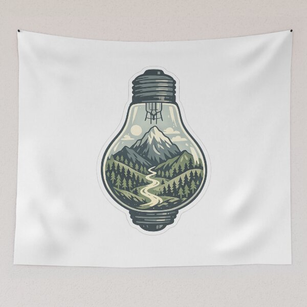 Item preview, Mountain Light Bulb Mini World Illustration designed and sold by Naviora.