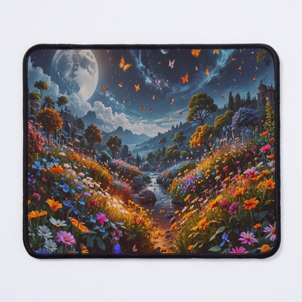 Item preview, Moonlit Butterfly Flower Meadow Art designed and sold by BeautifulVirtues.