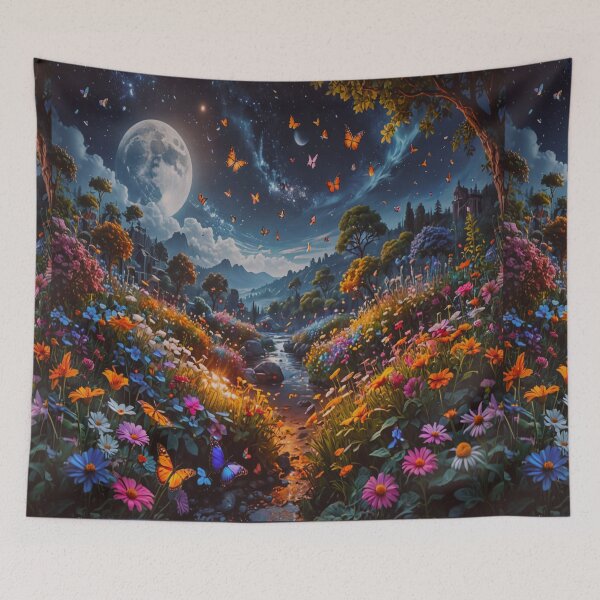 Item preview, Moonlit Butterfly Flower Meadow Art designed and sold by BeautifulVirtues.